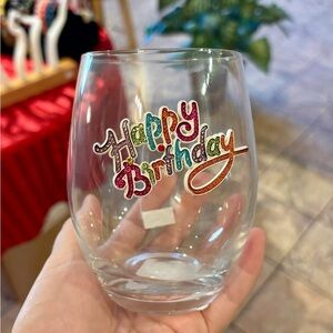 Happy Birthday Stemless Wine Glass